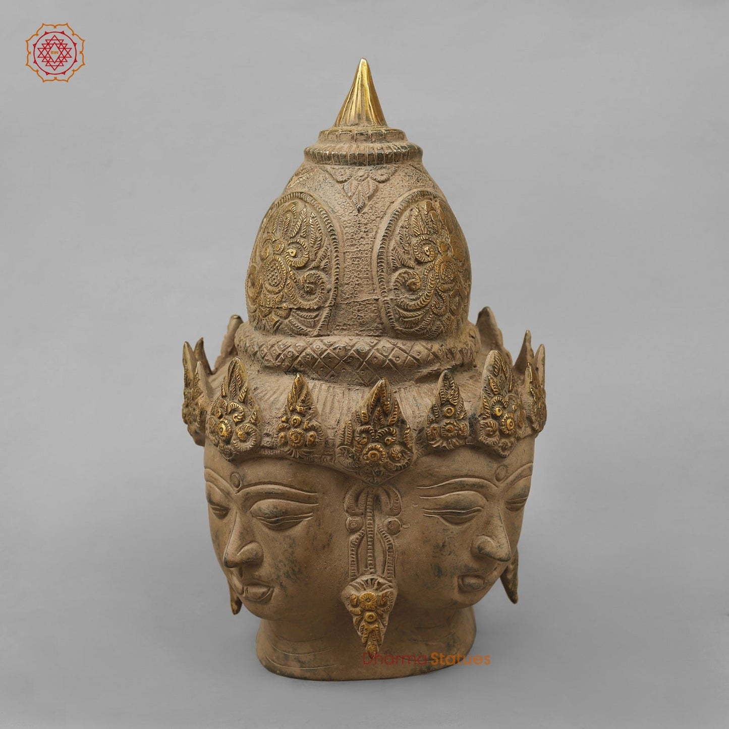 Brass Shiva Head (Mukhlingam), Antique Finish 13”