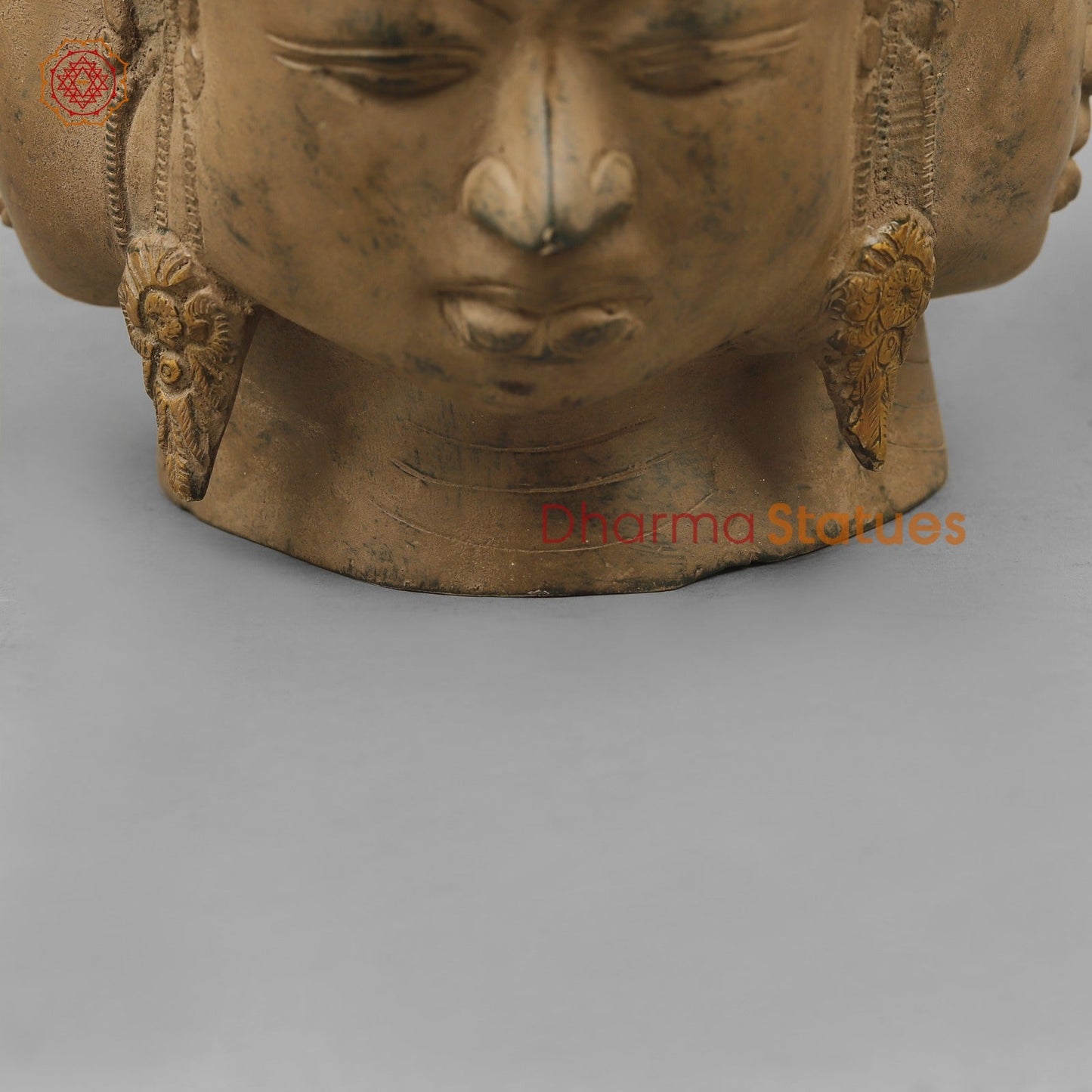 Brass Shiva Head (Mukhlingam), Antique Finish 13”