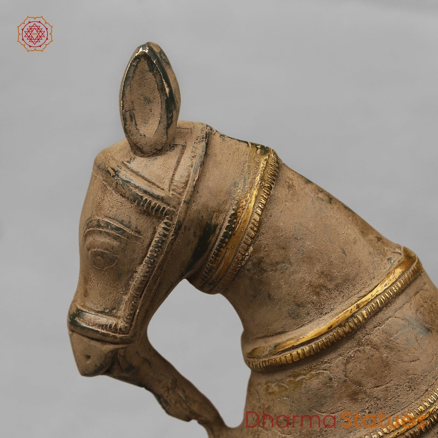 Brass Vintage Horse Fine, Antique Finish 12.5”