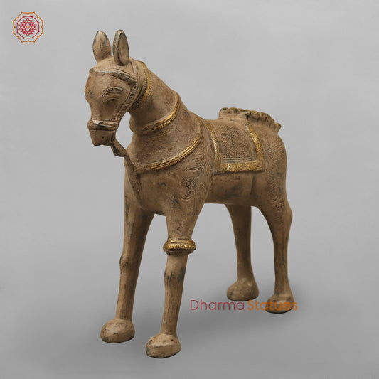 Brass Vintage Horse Fine, Antique Finish 12.5”