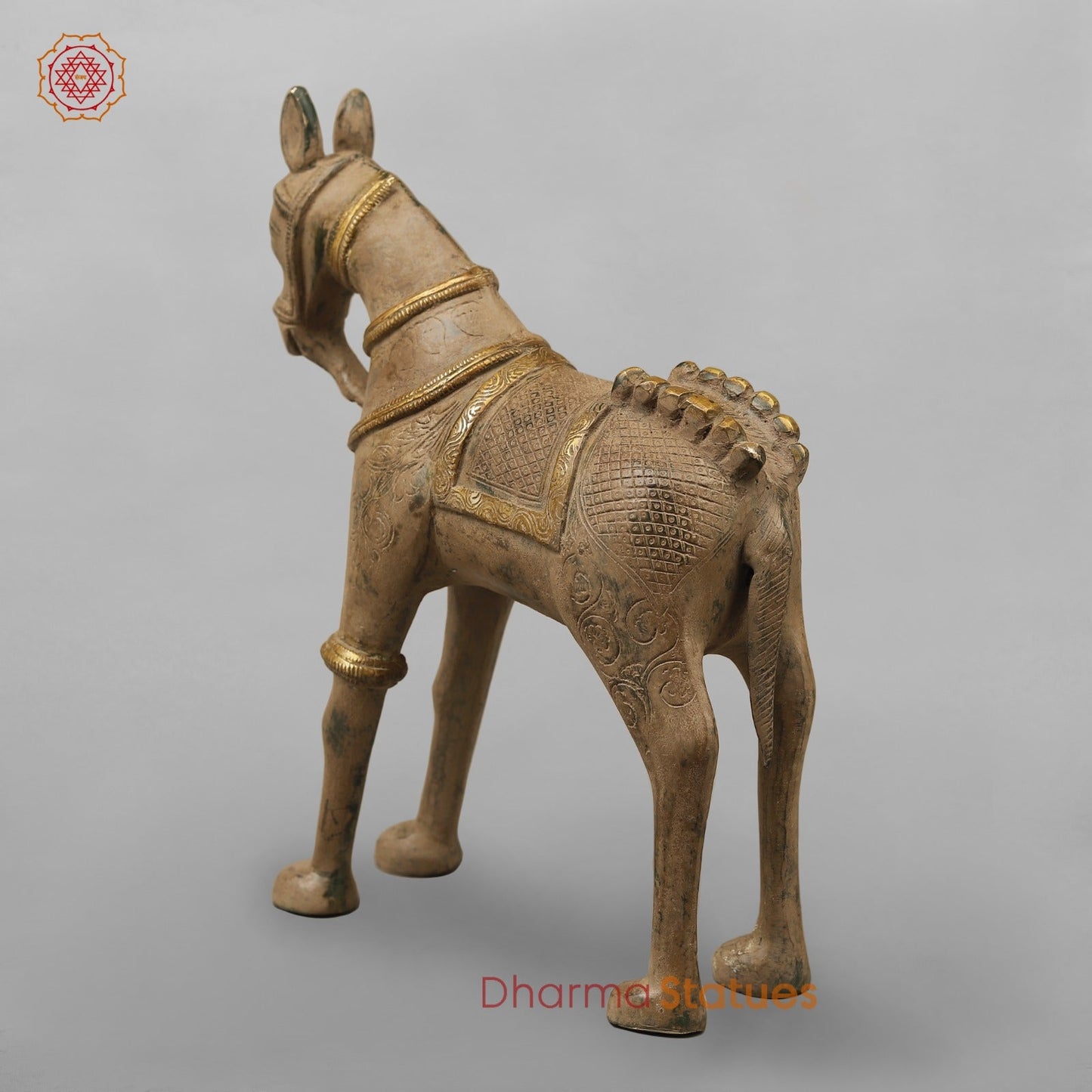 Brass Vintage Horse Fine, Antique Finish 12.5”
