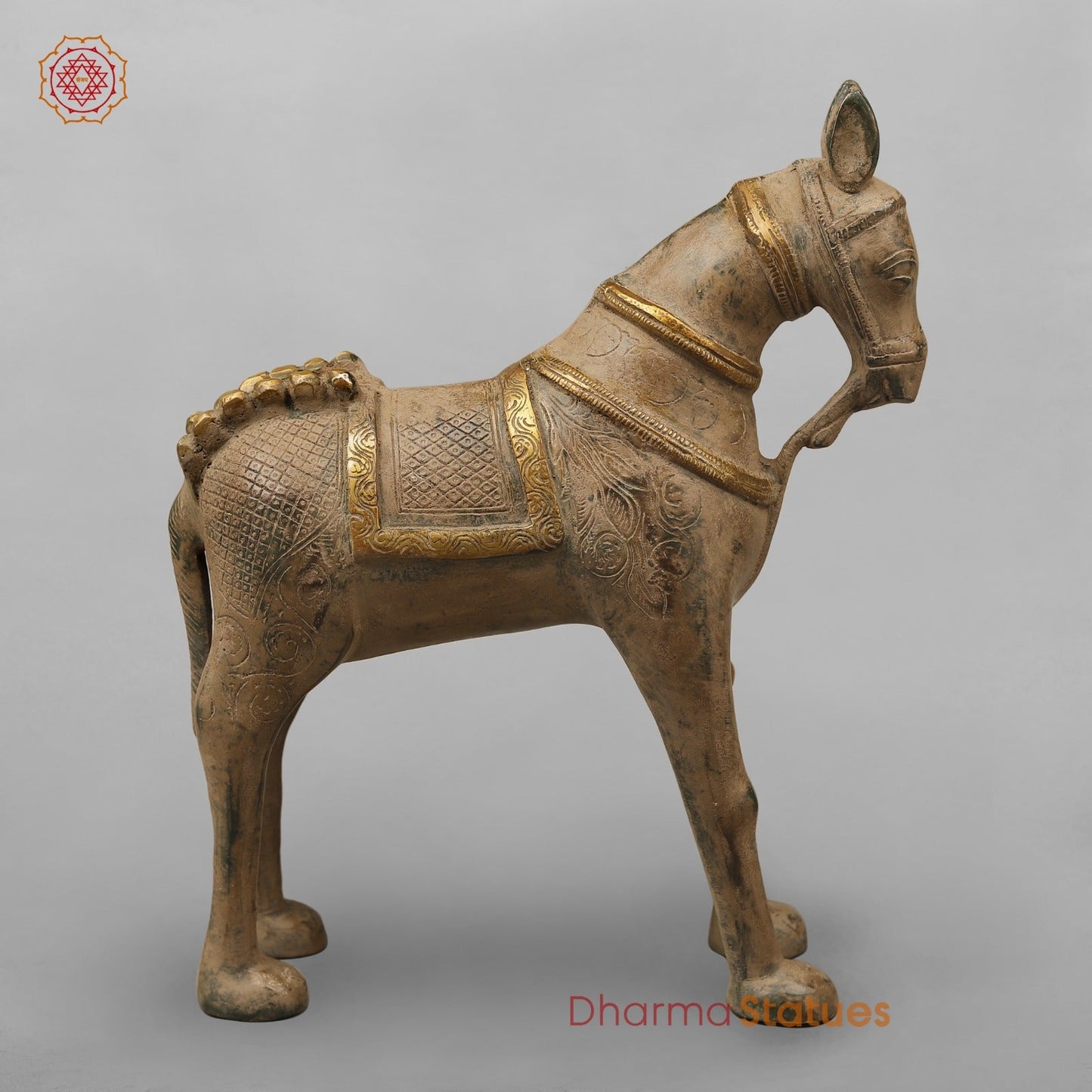 Brass Vintage Horse Fine, Antique Finish 12.5”