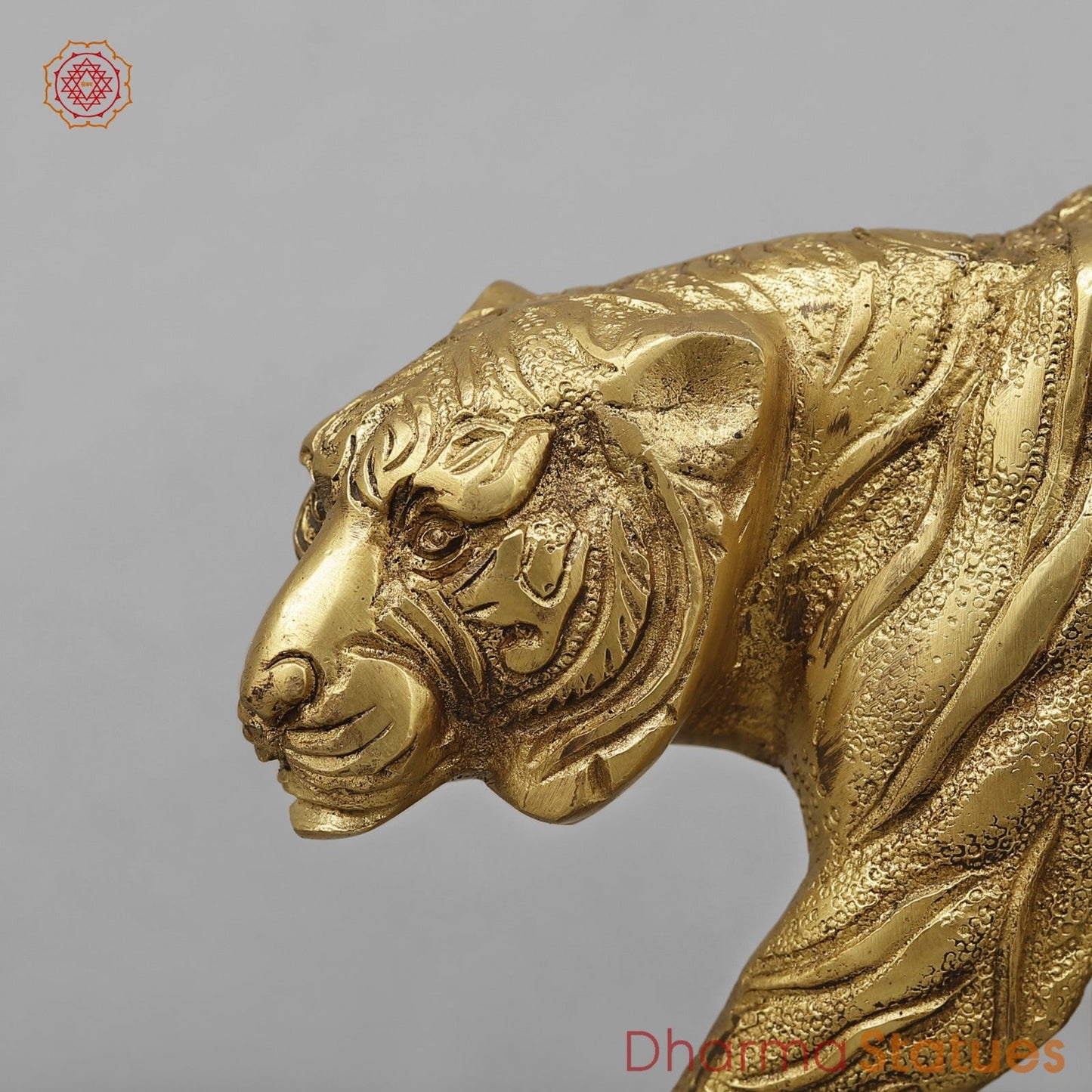 Brass Royal And Majestic Bengal Tiger, Golden Finish 13”