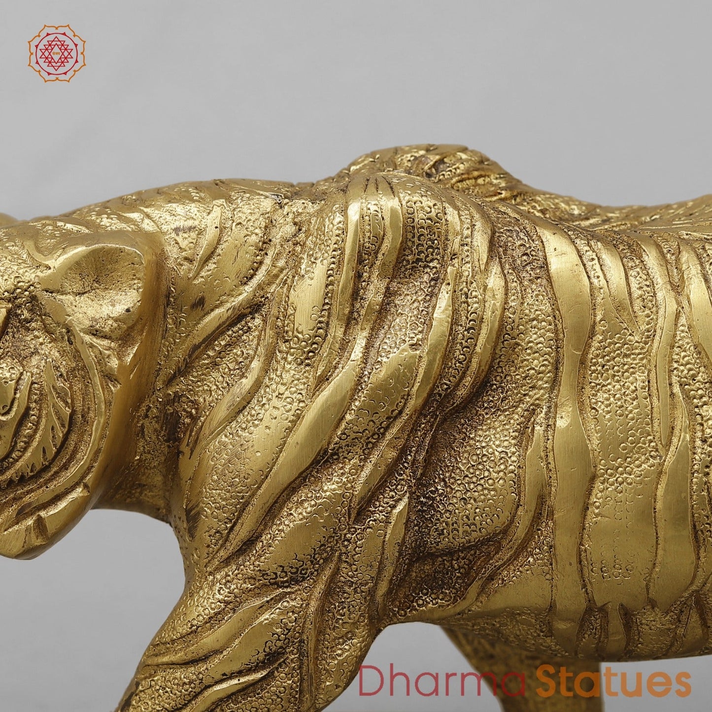 Brass Royal And Majestic Bengal Tiger, Golden Finish 13”
