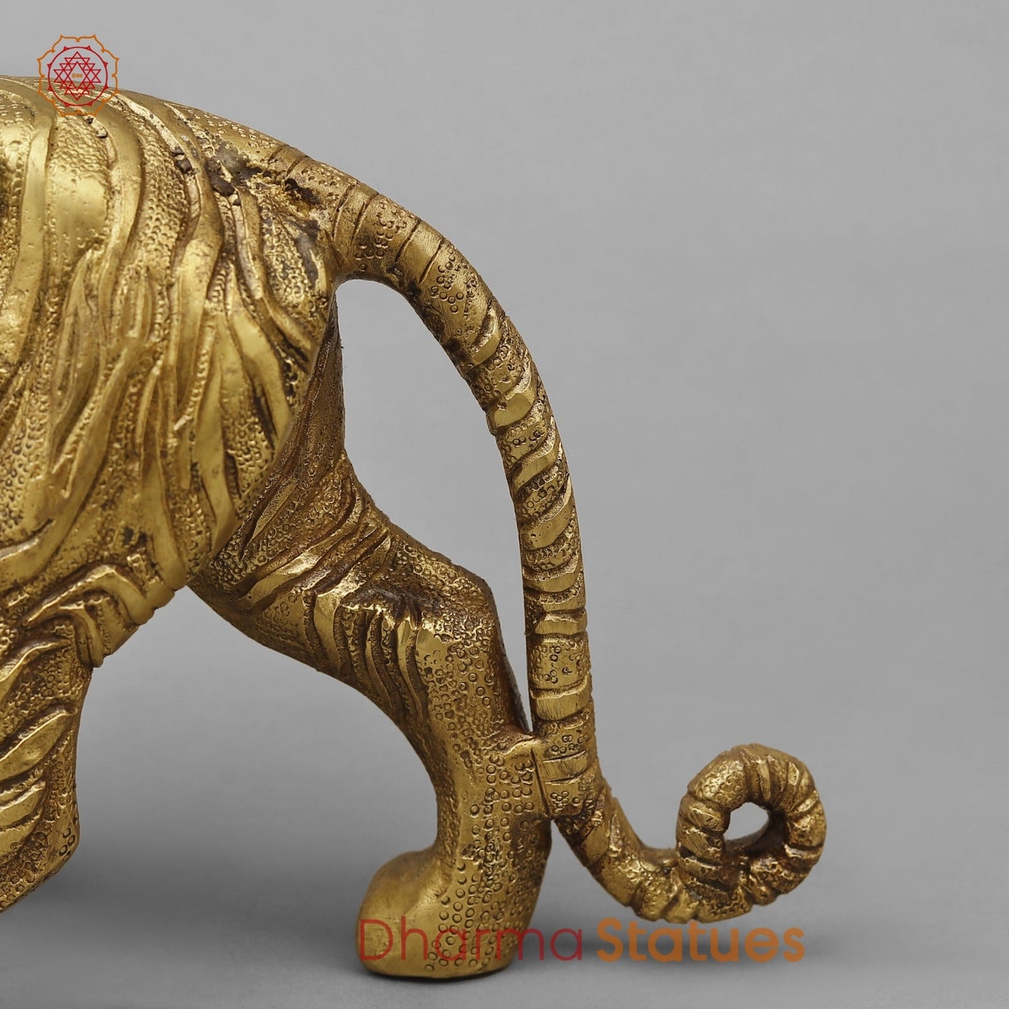 Brass Royal And Majestic Bengal Tiger, Golden Finish 13”