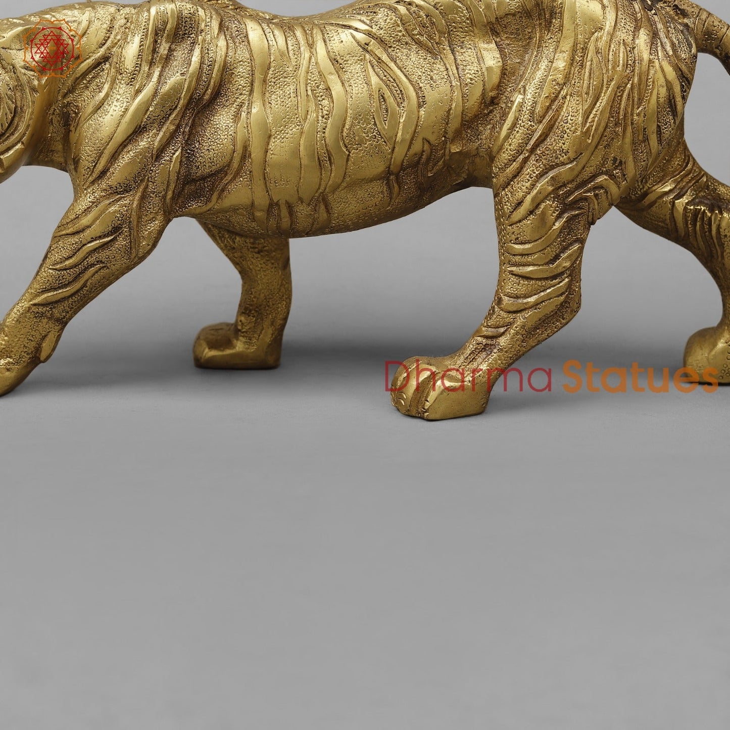 Brass Royal And Majestic Bengal Tiger, Golden Finish 13”