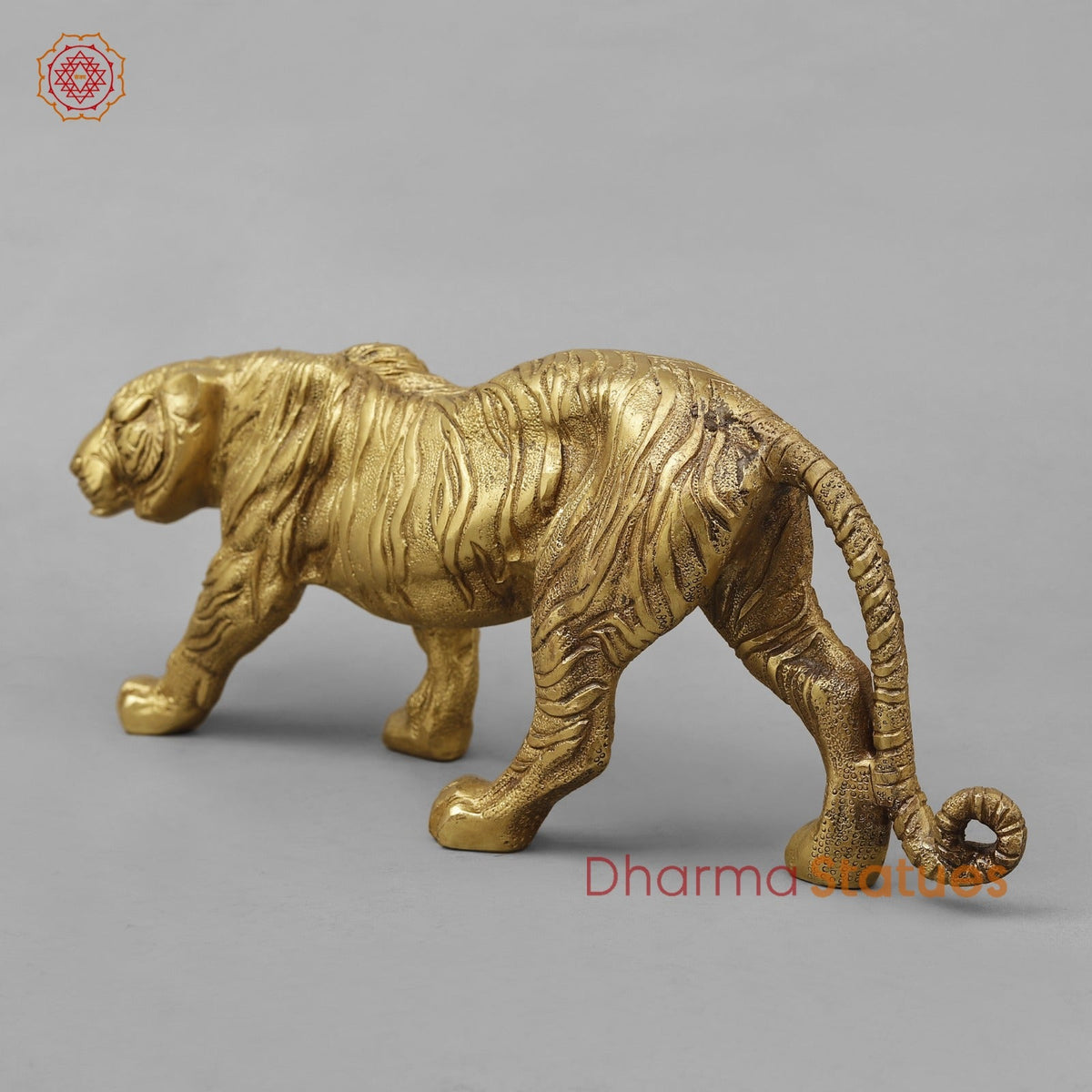 Brass Royal And Majestic Bengal Tiger, Golden Finish 13”