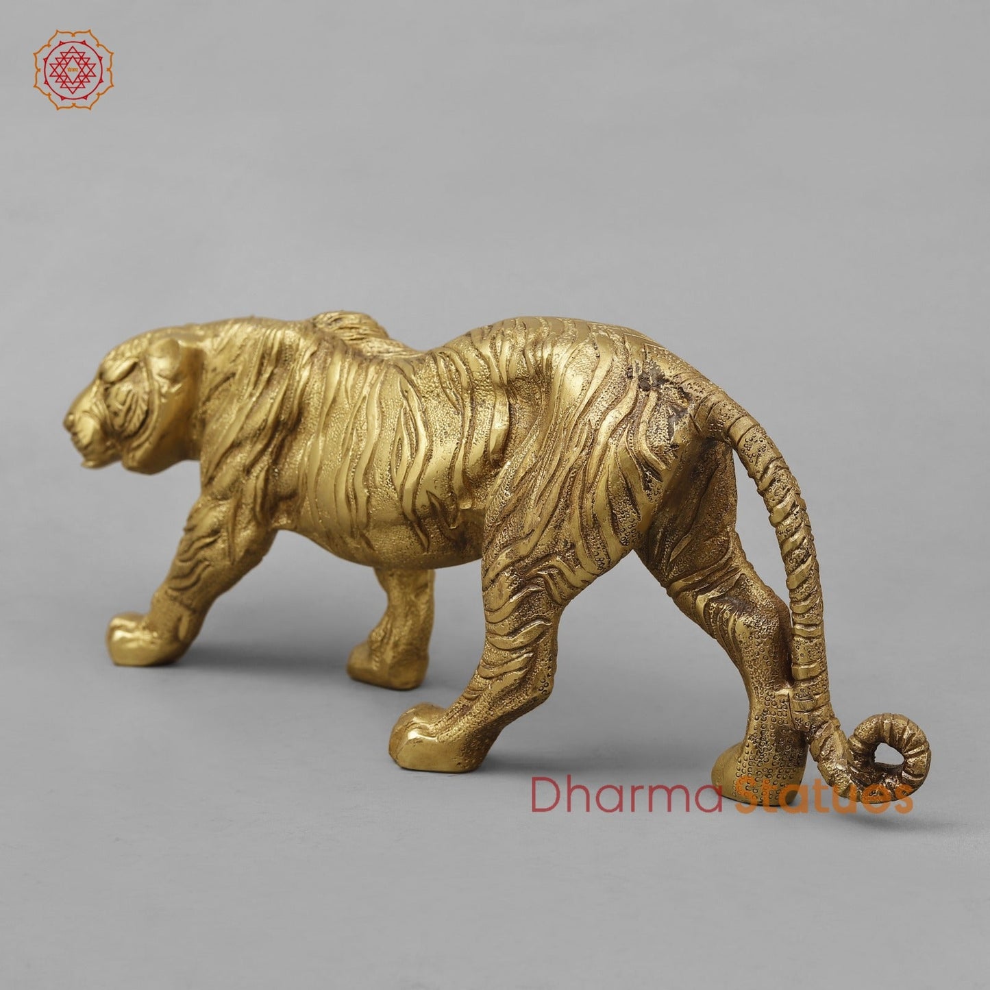 Brass Royal And Majestic Bengal Tiger, Golden Finish 13”