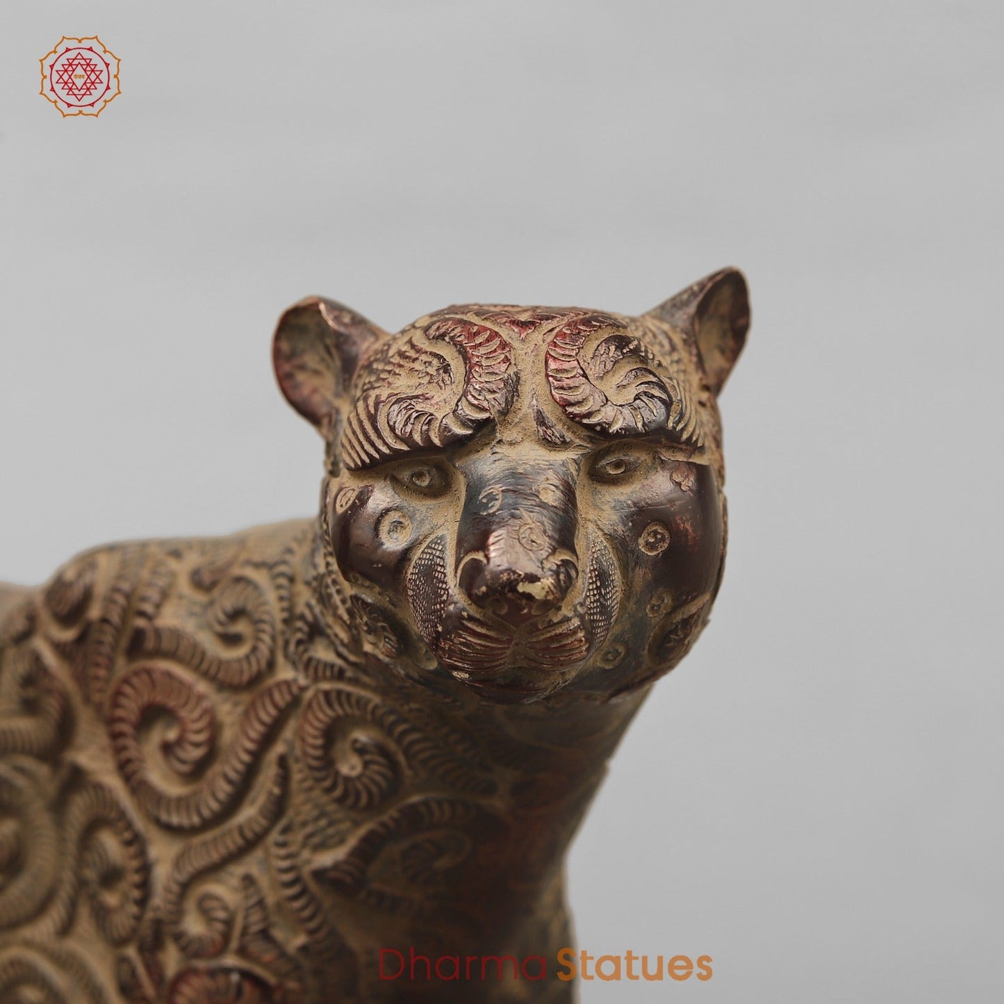 Brass Panther Couple Seated, Antique finish 14”