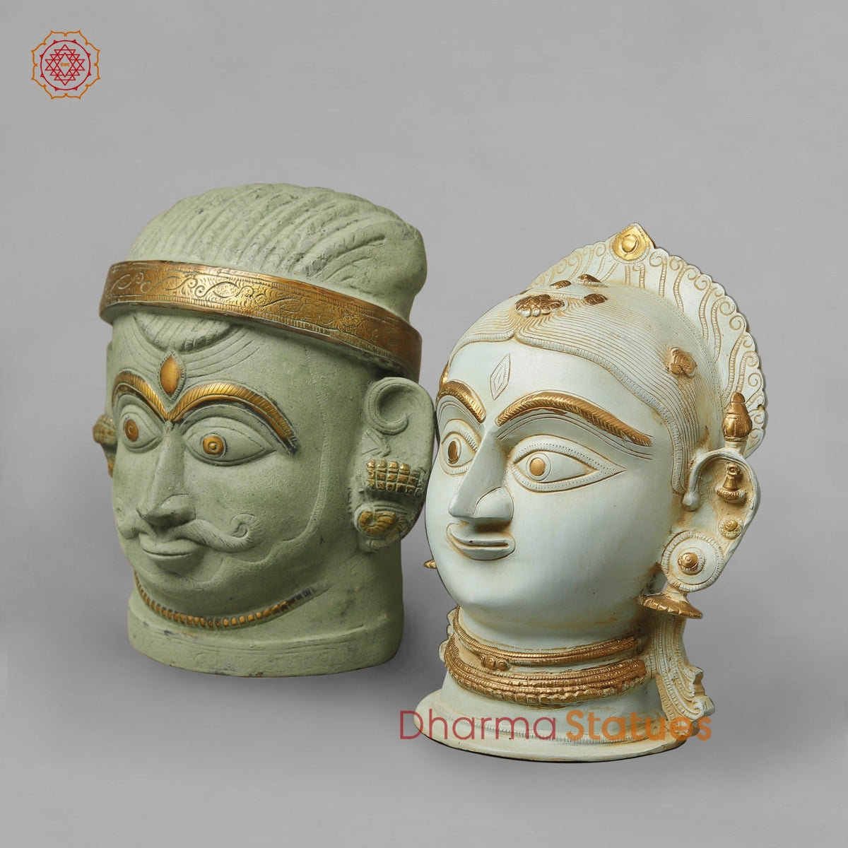 Brass Shiva,Parwati Head, Patina Finish 11.5”
