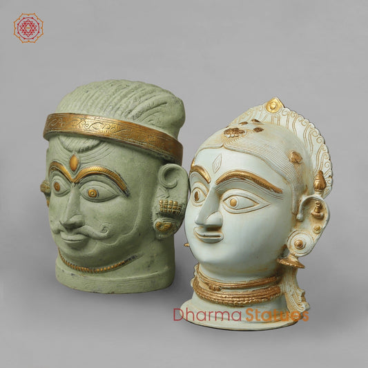 Brass Shiva,Parwati Head, Patina Finish 11.5”