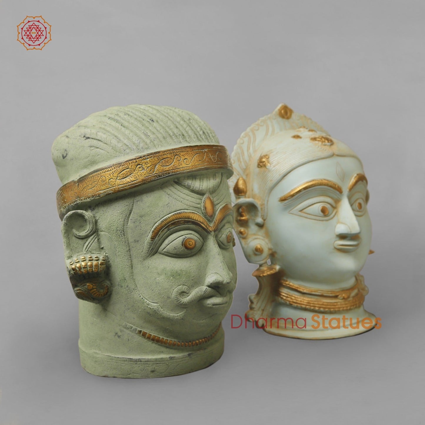 Brass Shiva,Parwati Head, Patina Finish 11.5”
