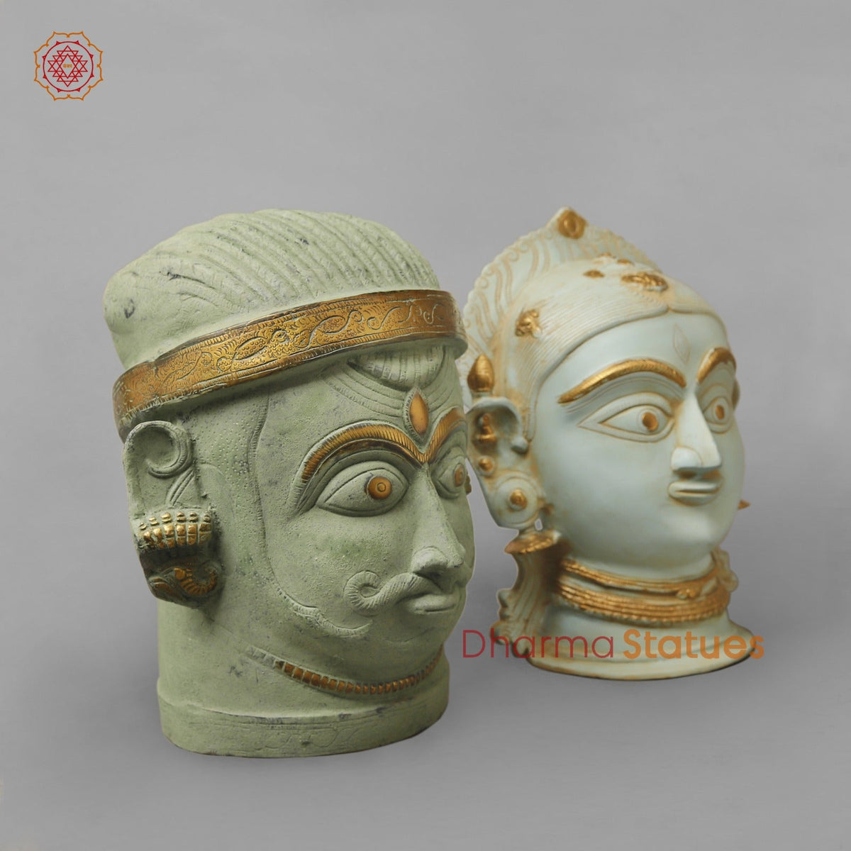Brass Shiva,Parwati Head, Patina Finish 11.5”
