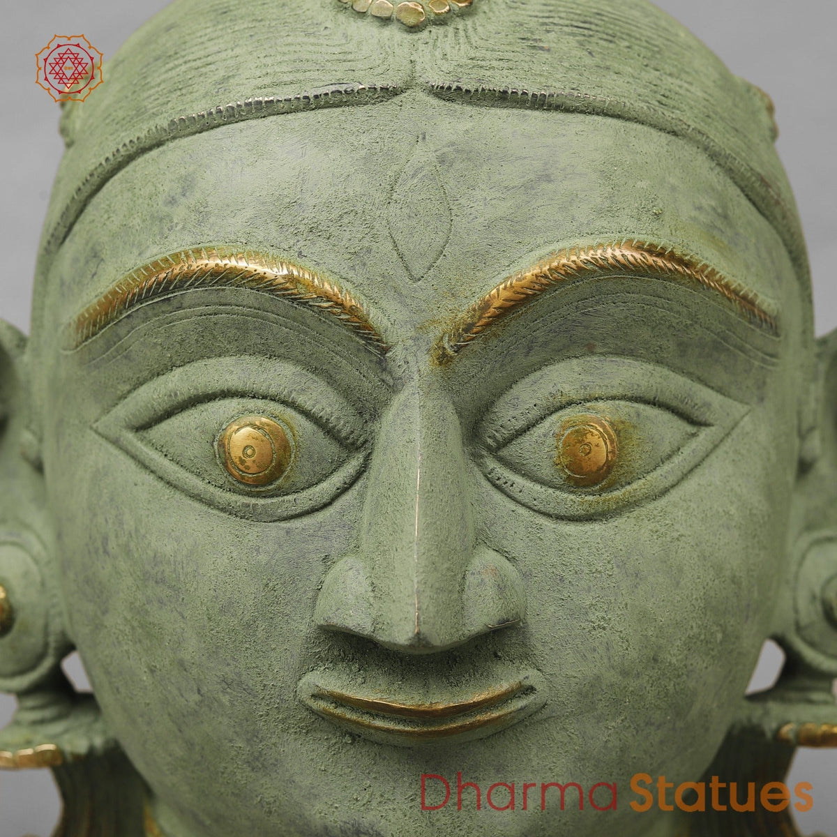Brass Shiva,Parwati Head, Patina Finish 10”