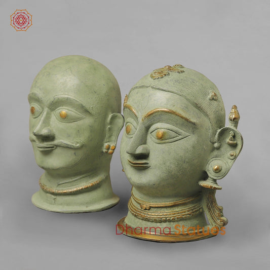 Brass Shiva,Parwati Head, Patina Finish 10”