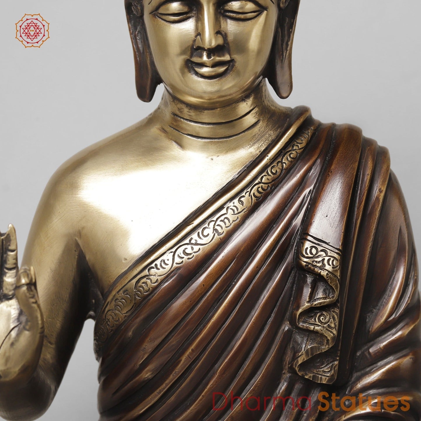 Brass Buddha Seated Blessing, Copper Brass finish 15”