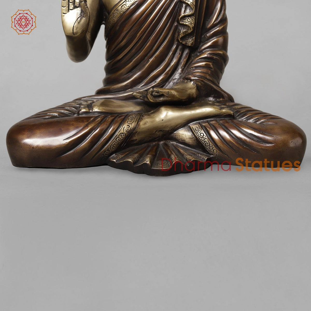 Brass Buddha Seated Blessing, Copper Brass finish 15”