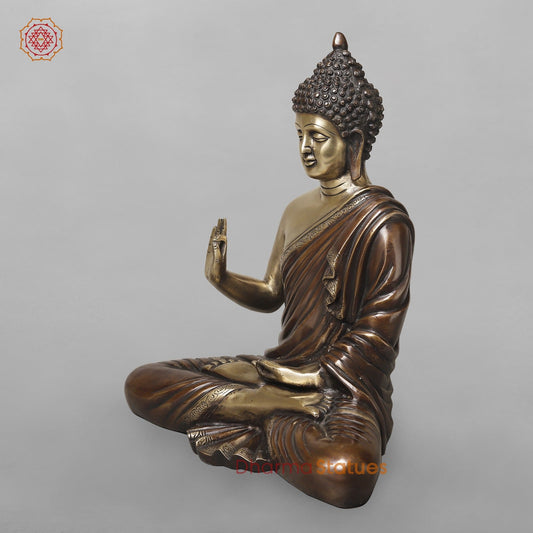 Brass Buddha Seated Blessing, Copper Brass finish 15”