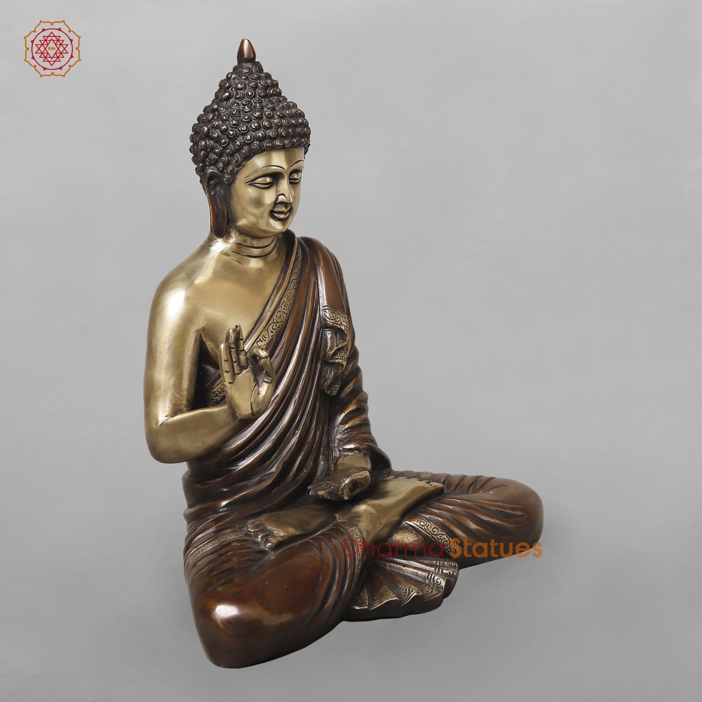 Brass Buddha Seated Blessing, Copper Brass finish 15”