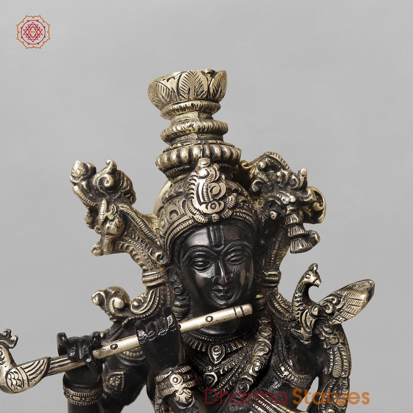 Brass Krishna Fine Standing, Royal Black Finish 14”