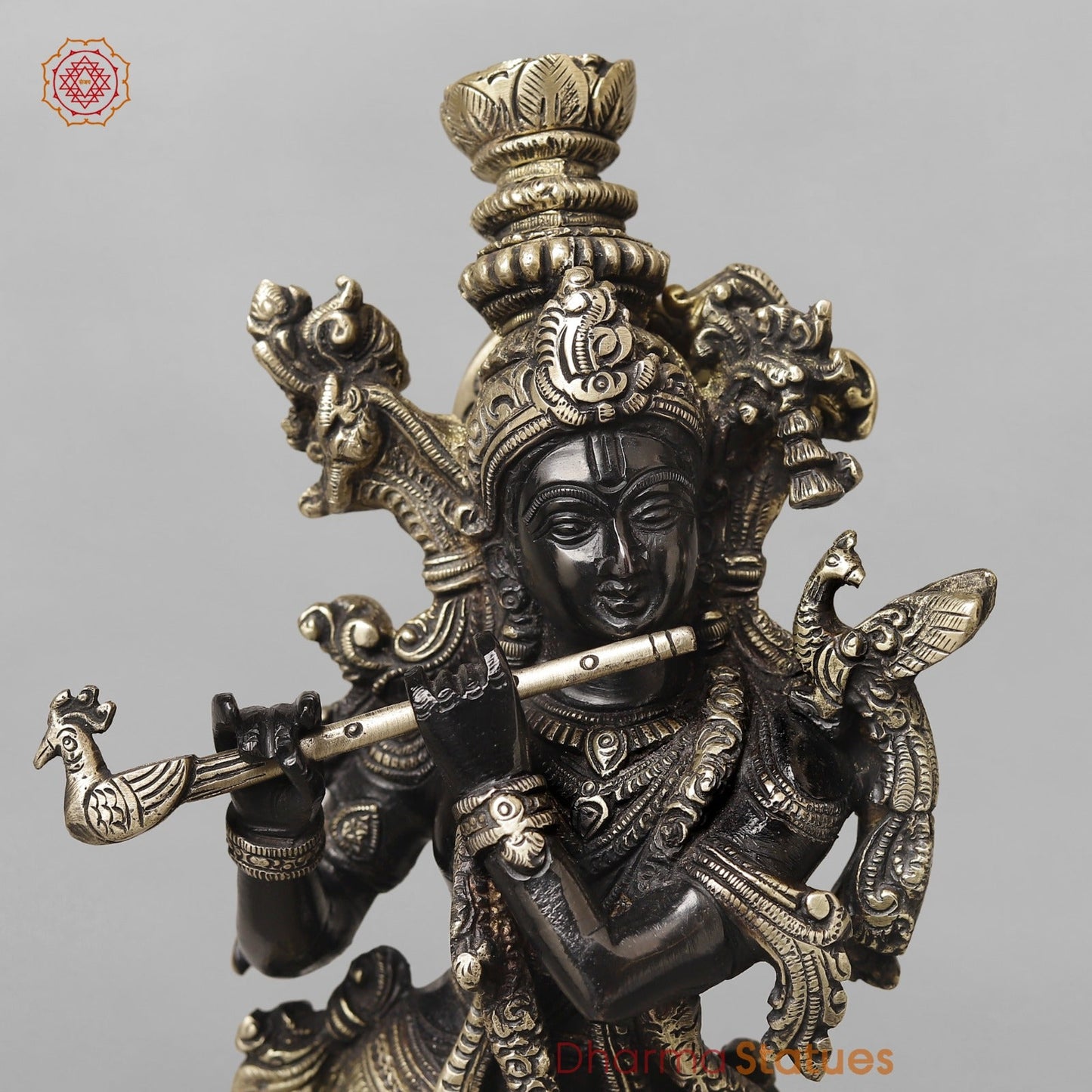 Brass Krishna Fine Standing, Royal Black Finish 14”