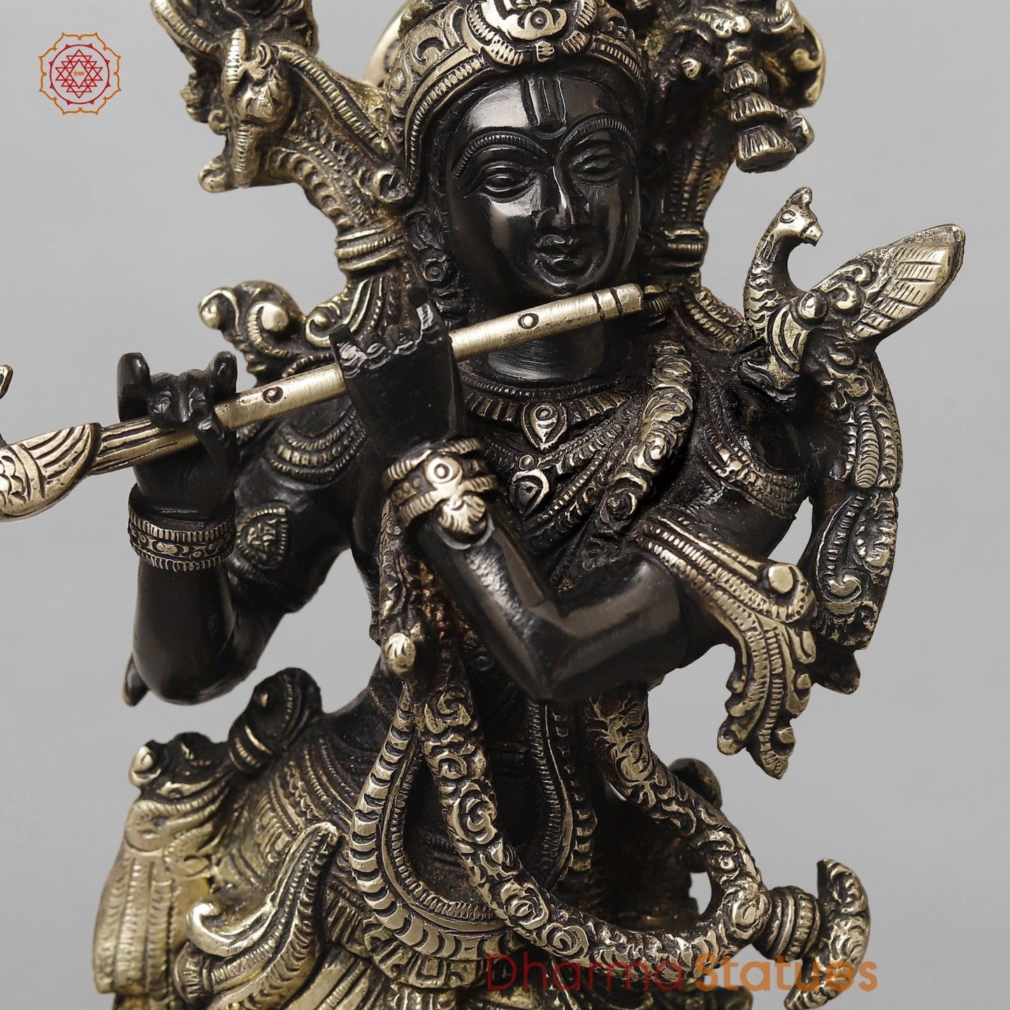 Brass Krishna Fine Standing, Royal Black Finish 14”