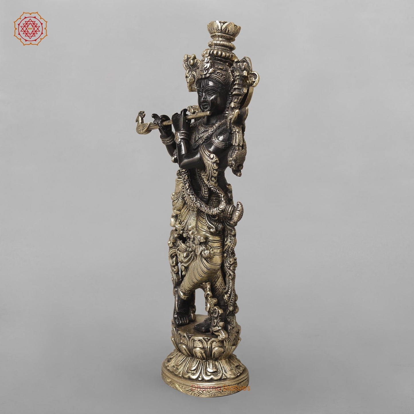 Brass Krishna Fine Standing, Royal Black Finish 14”