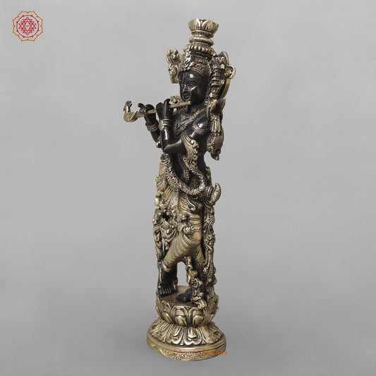 Brass Krishna Fine Standing, Royal Black Finish 14”