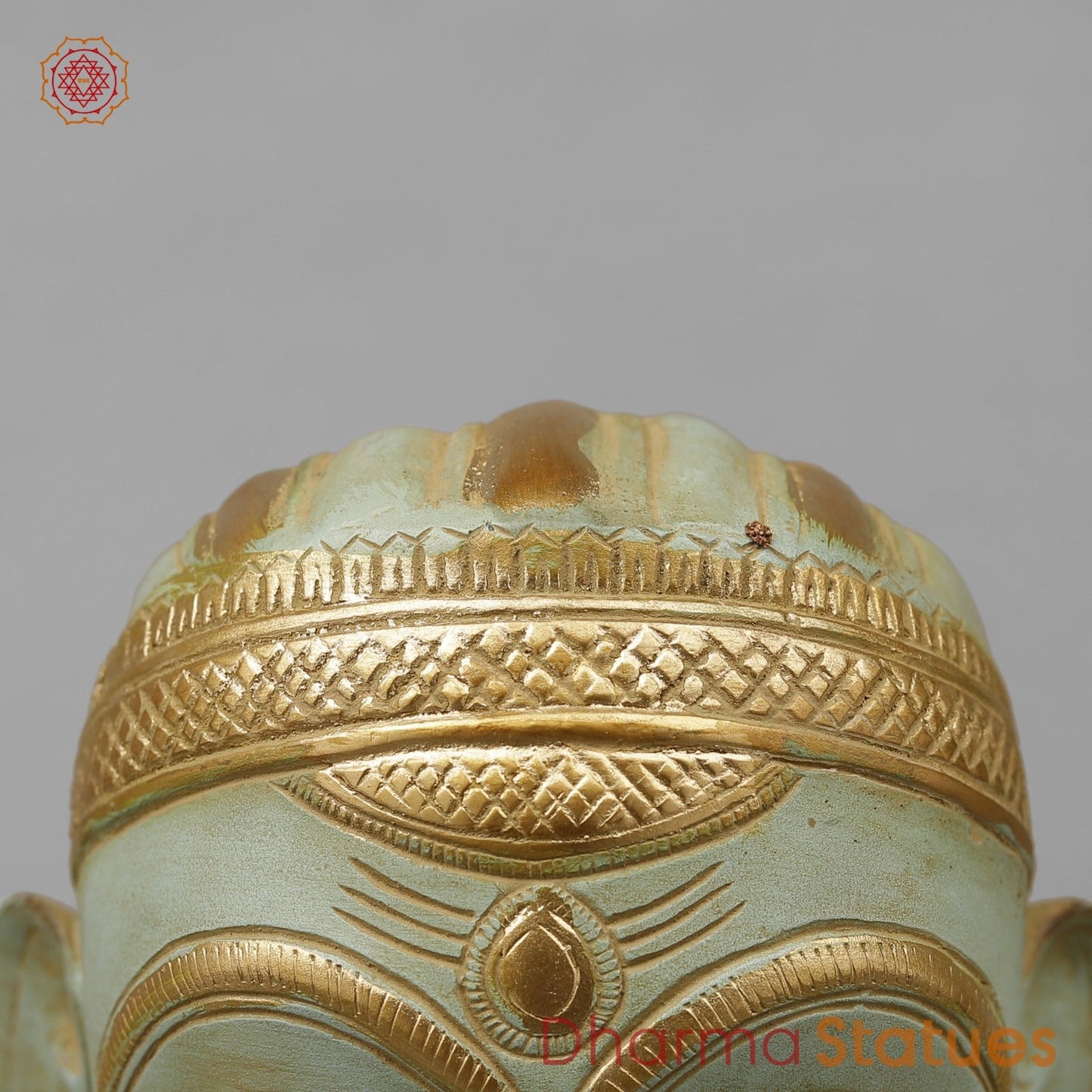 Brass Mukhlingam Shiva Head, Light Turquoise finish 7”