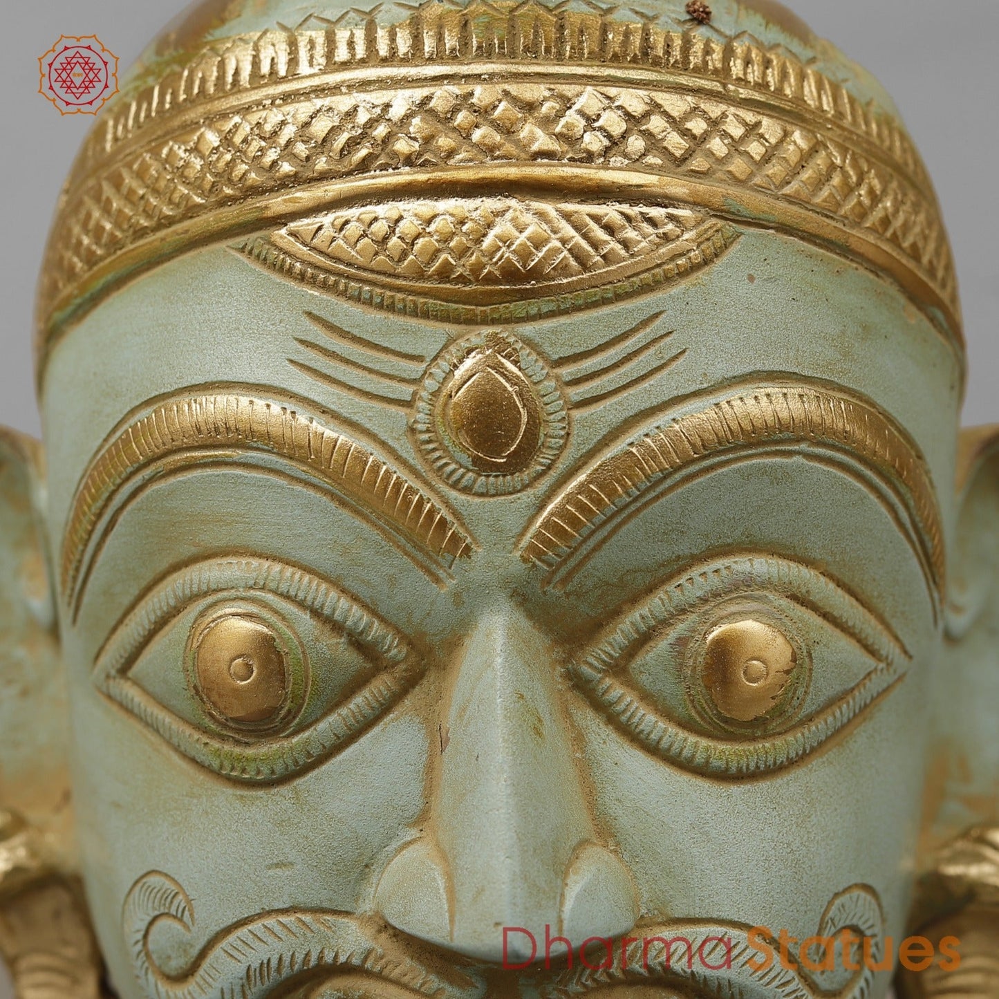 Brass Mukhlingam Shiva Head, Light Turquoise finish 7”