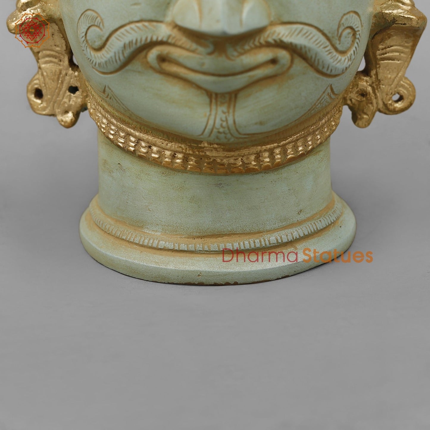 Brass Mukhlingam Shiva Head, Light Turquoise finish 7”