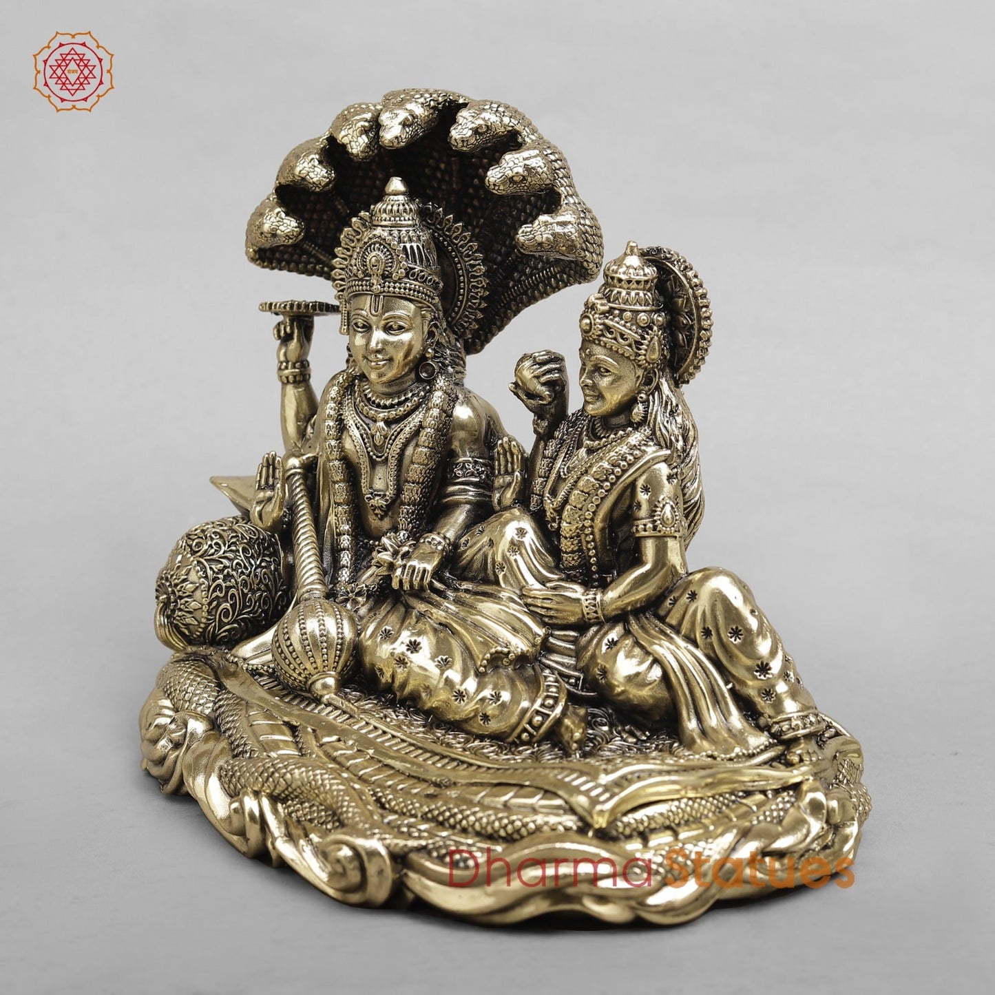Brass Vishnu Lakshmi Resting Fine 8”