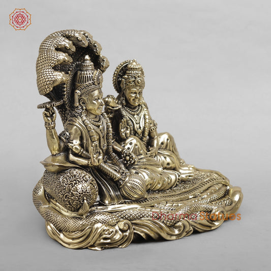 Brass Vishnu Lakshmi Resting Fine 8”