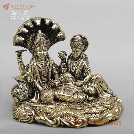 Brass Vishnu Lakshmi Resting Fine 8”