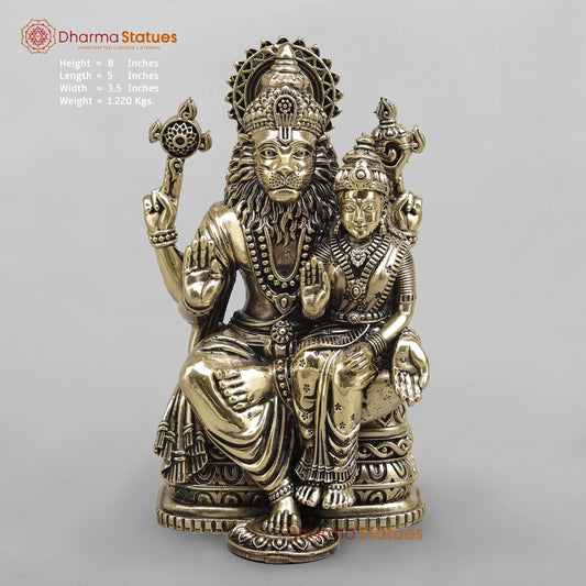 Brass Narsimha Lakshmi Seated fine 8”