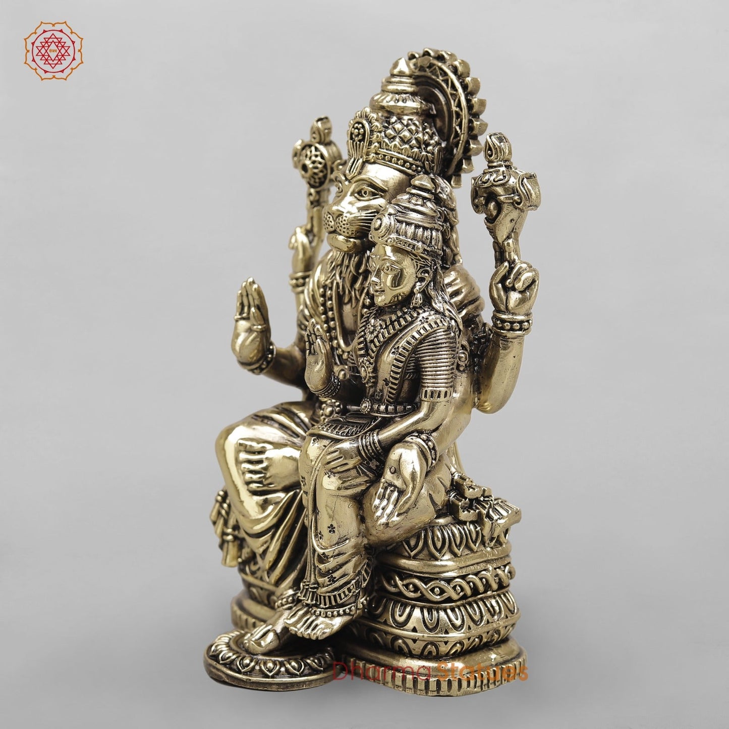 Brass Narsimha Lakshmi Seated fine 8”