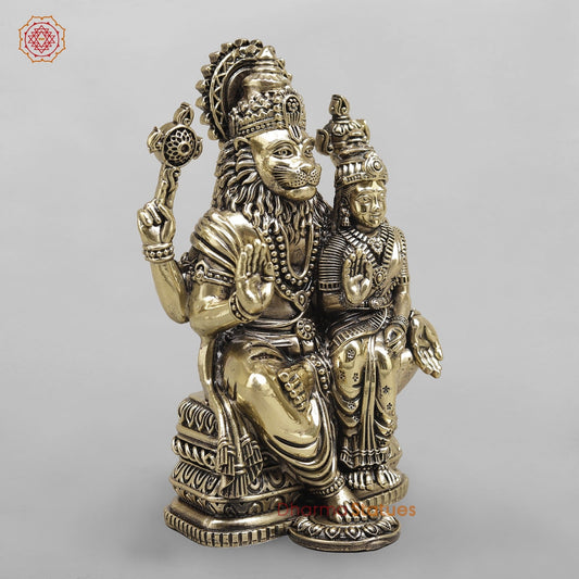 Brass Narsimha Lakshmi Seated fine 8”