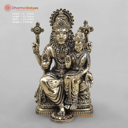 Brass Narsimha Lakshmi Seated fine 6”