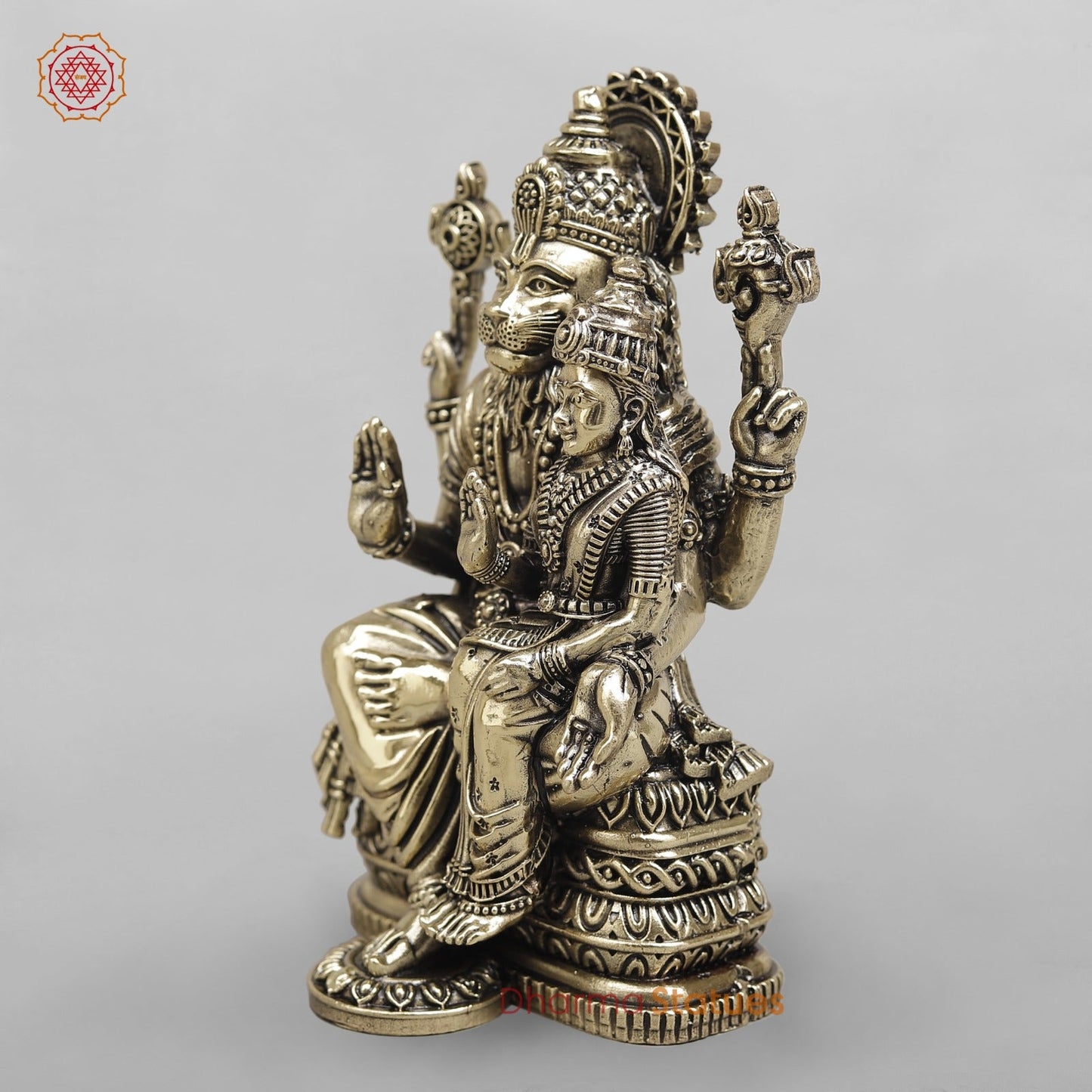 Brass Narsimha Lakshmi Seated fine 6”
