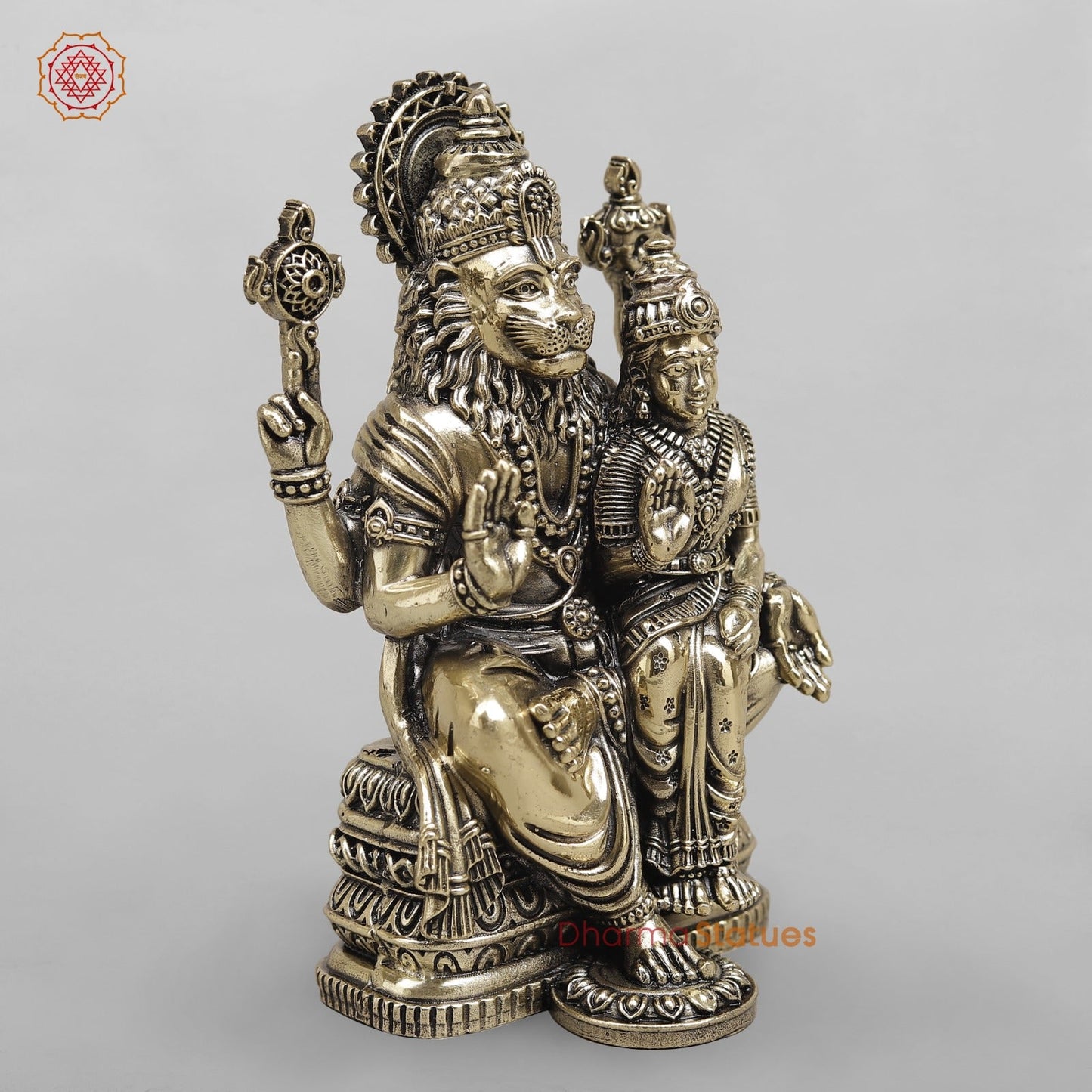 Brass Narsimha Lakshmi Seated fine 6”