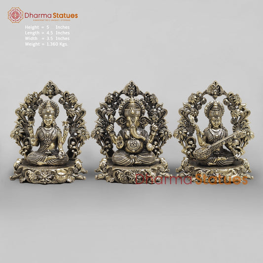 Brass Lakshmi Ganesh Seated Fine With Arch 5”