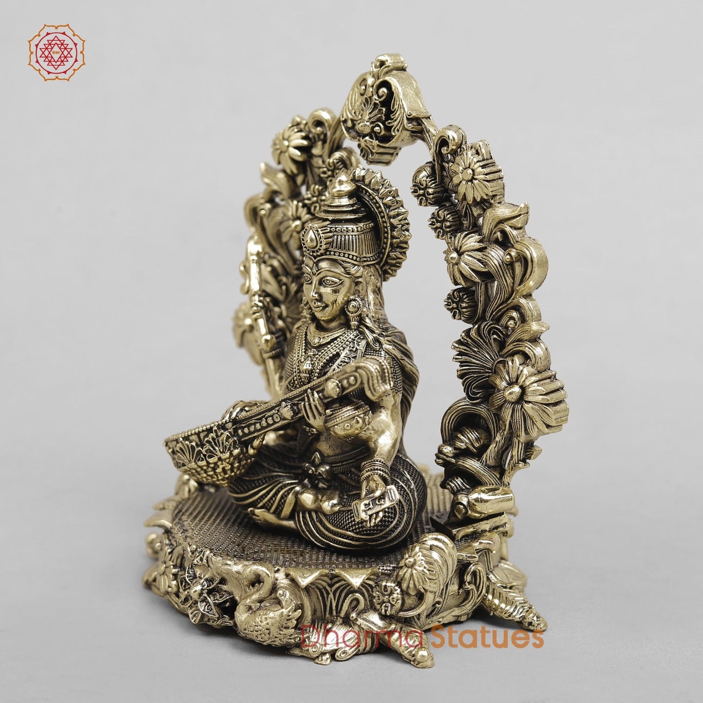 Brass Saraswati Seated Fine With Arch 5”