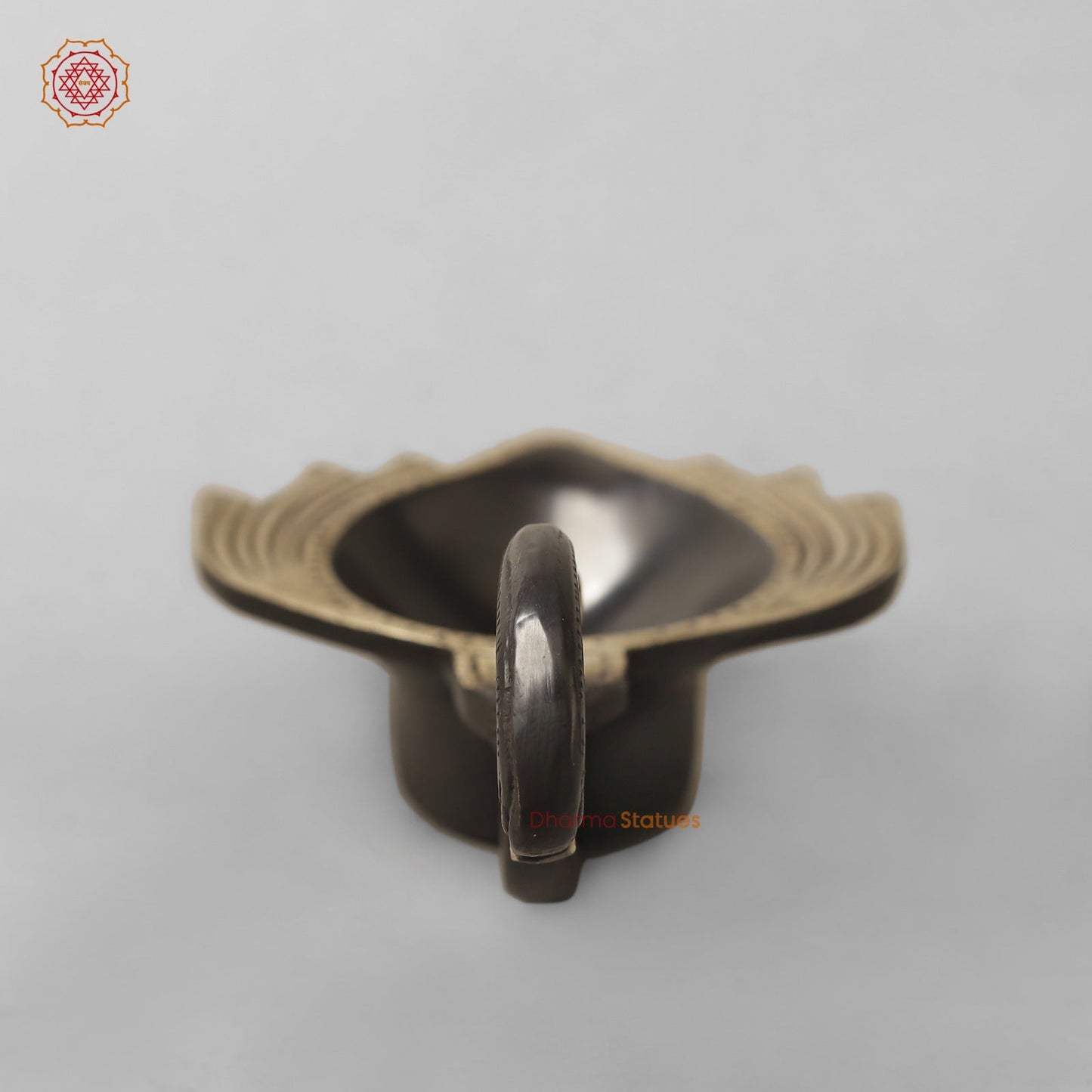 Brass Lotus Diya with handle , Royal black finish 6”