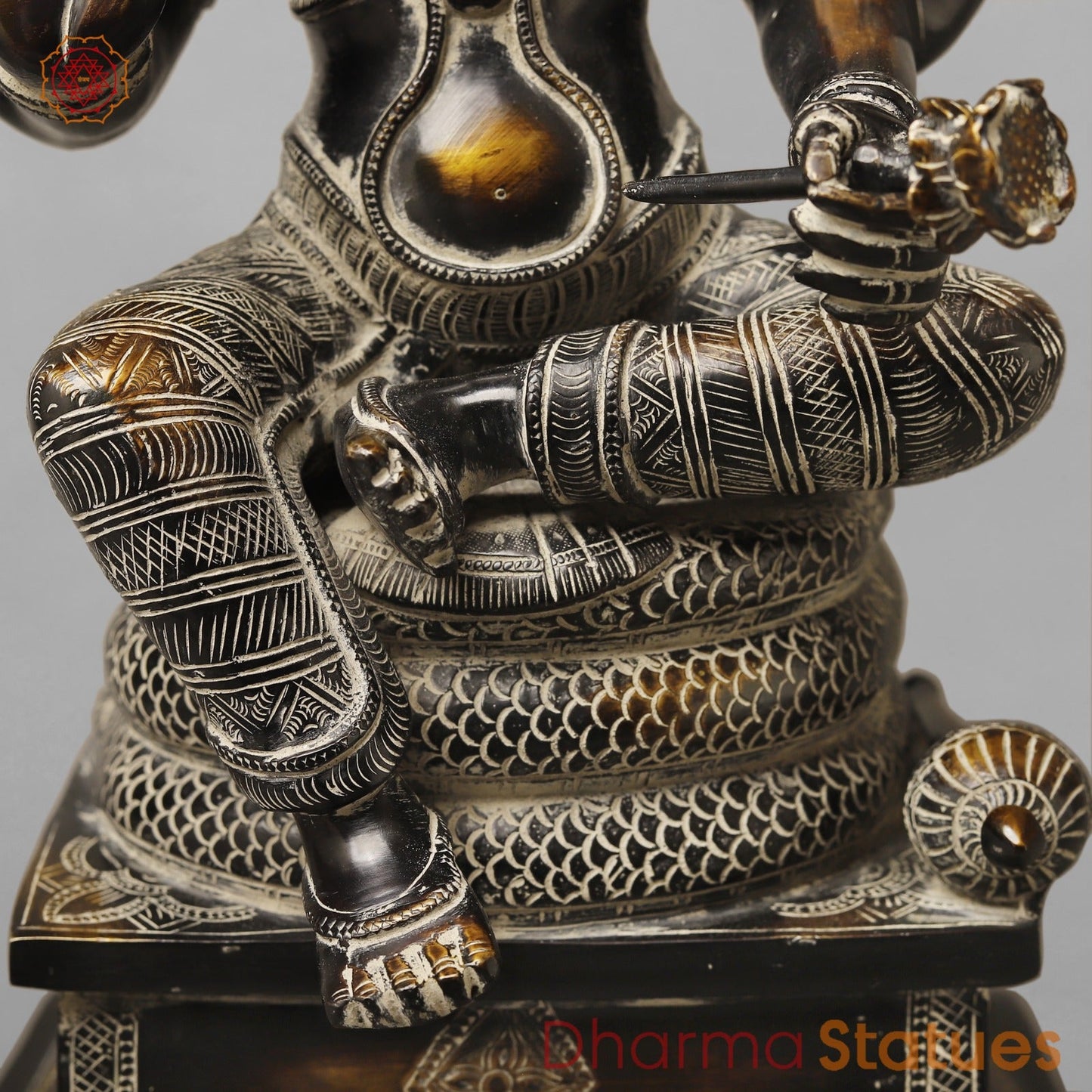 Brass Abhishekam Vishnu Seated, South Indian Antique Finish 20”