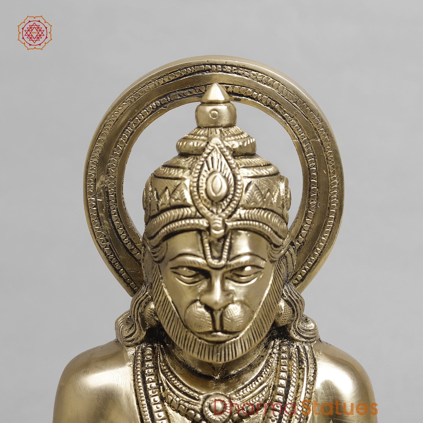 Brass Dhyan Hanuman Seated Fine, Smooth Finish 9.5”