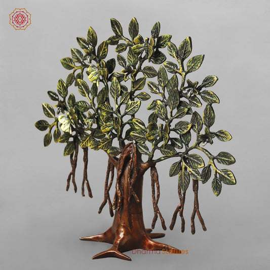 Brasa Tree Of Life (Kalpvriksh) Fine, Green & Copper Finish 13”