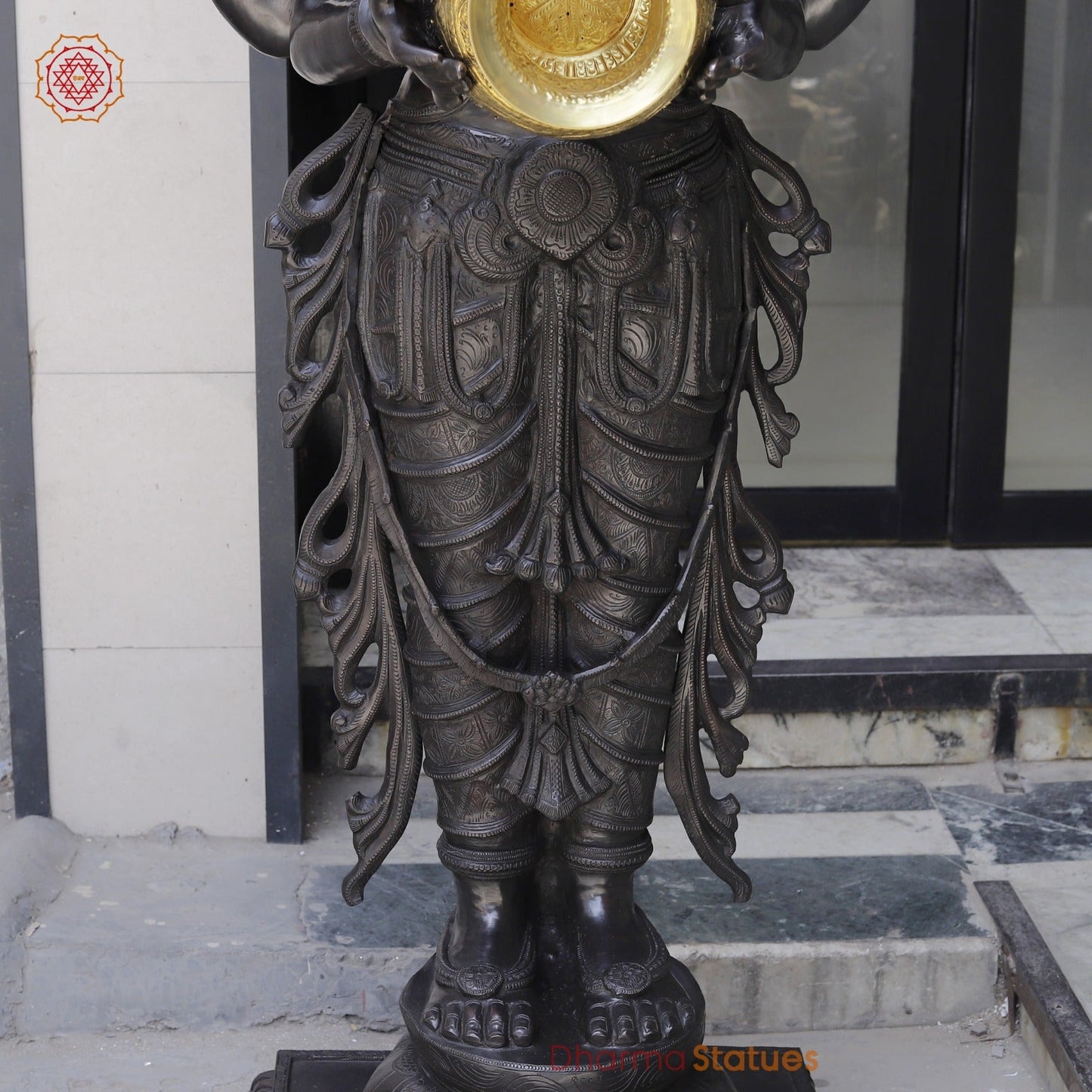 Bronze Lakshmi Standing with Wealth Pot, Antique Finish 67”