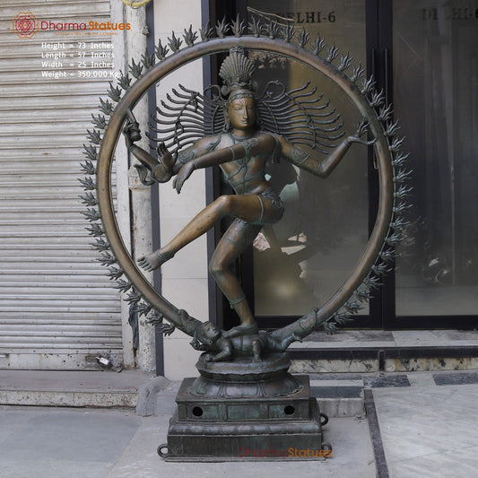 Bronze Masterpiece Natraj Dancing Large 73”, Natural Bronze Patina