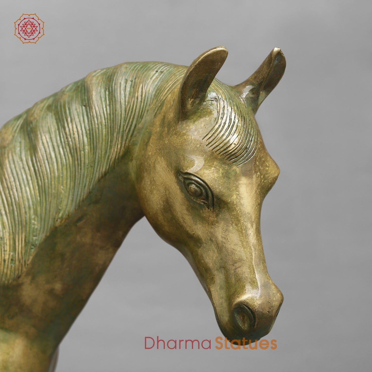 Brass Arabic Horse Standing Fine, Patina Finish 20”