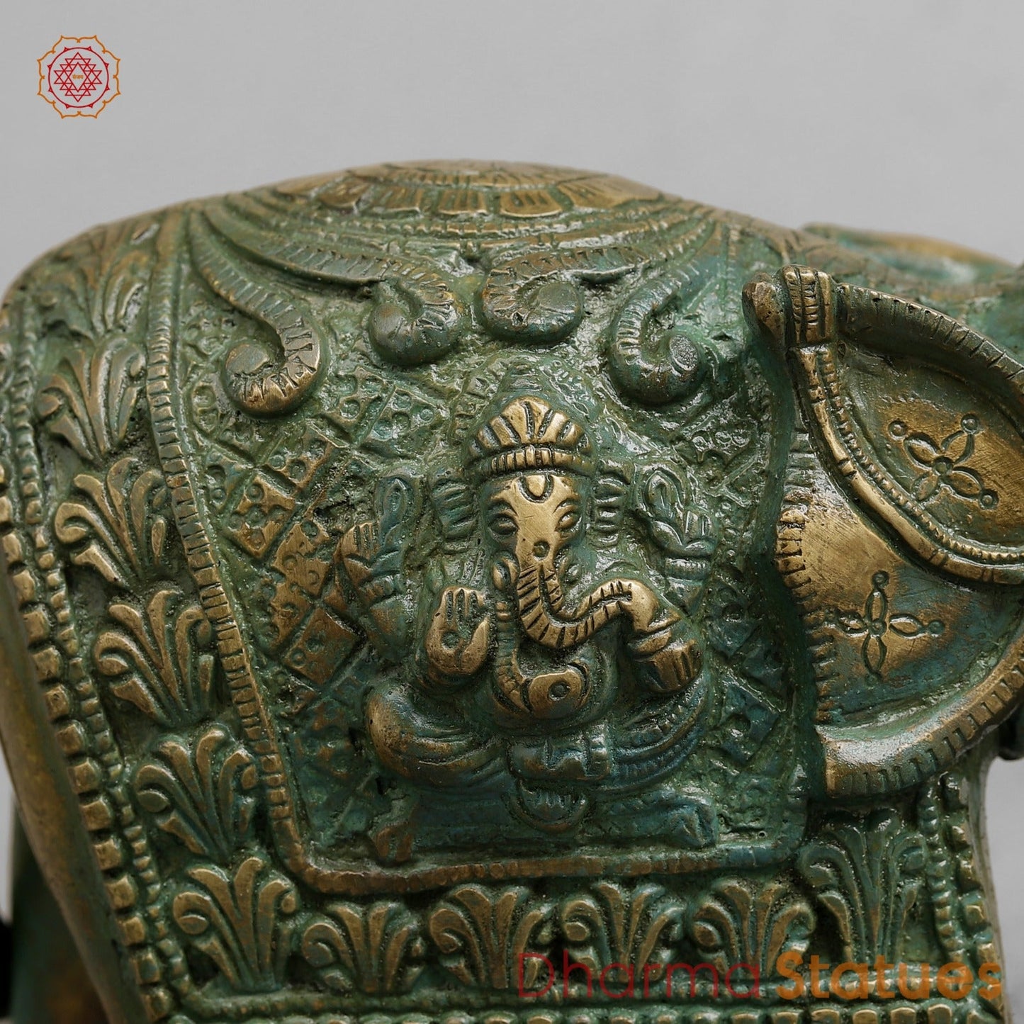 Brass Elephants Fine Carving, Patina Finish 9” (Pair)